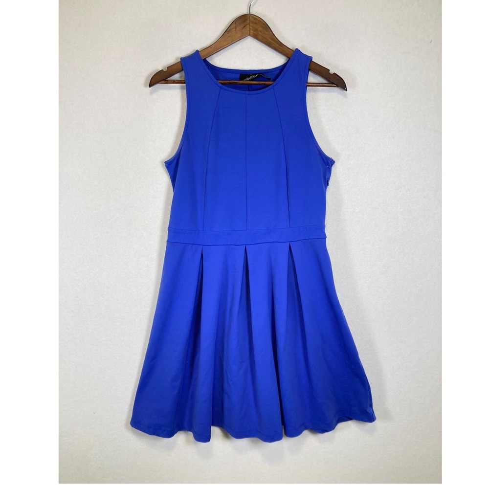 Preppy Cynthia Rowley Women Medium‎ Blue Sleeveless Pleated Fit and Flare Dress